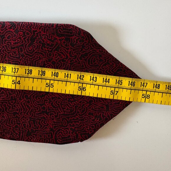 Keith Haring Silk Tie Red Black Beige Mens Necktie Vintage Pop Art Office Formal - Picture 7 of 7